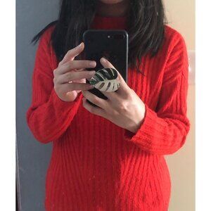 Soft Bright Red Knitted Sweater Women Size XS Soft